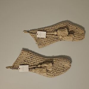 2 New Hearth And Hand With Magnolia Cream Knit Stockings with Tassels